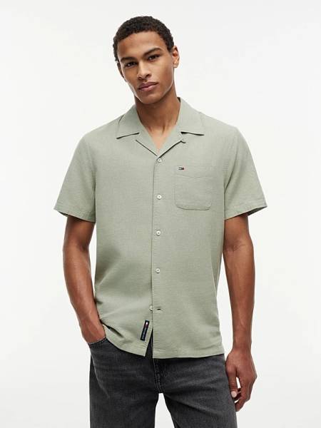 Chemise en lin verte Tommy Jeans Homme